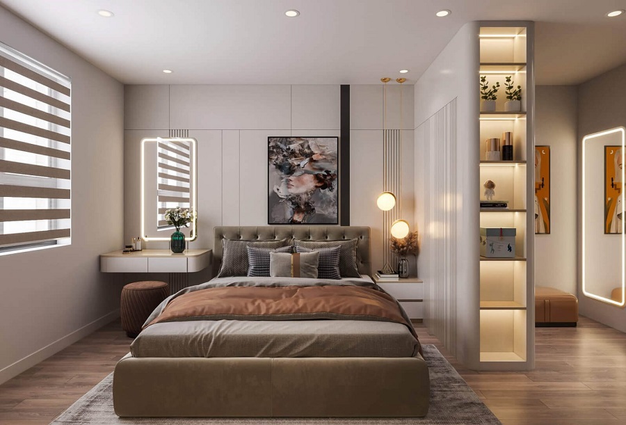 Mẫu cải tạo phòng ngủ nhà ống 1 tầng 50m2