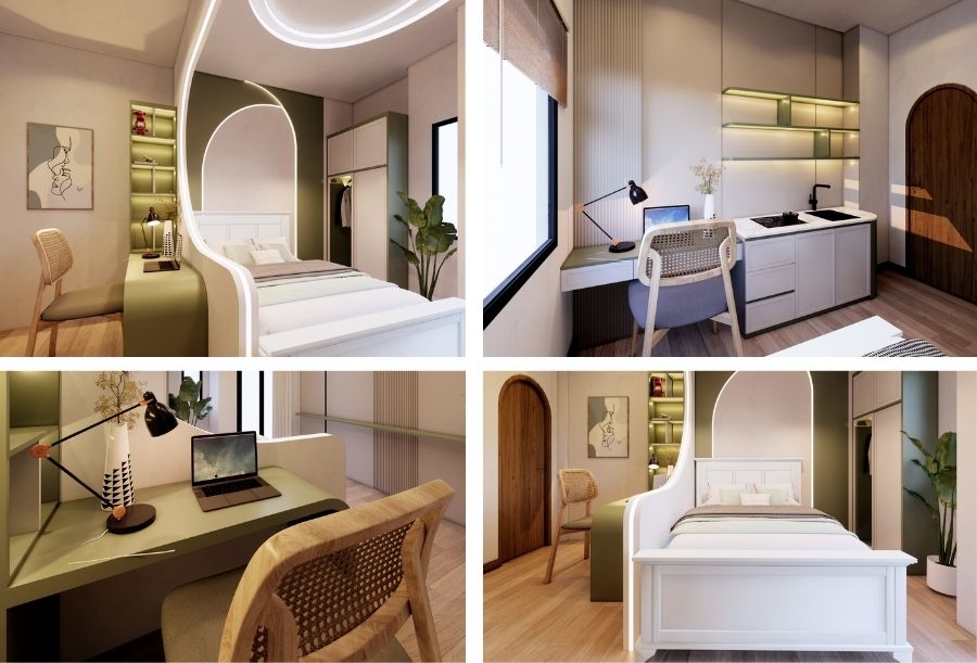 Cải tạo phòng ngủ nhà phố kết hợp phong cách hiện đại và Wabi Sabi