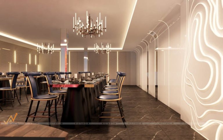 Thi công vách phòng ăn VIP nhà hàng anh Vũ Quận 1