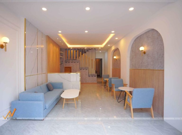 Thiết kế nội thất phòng khách lễ tân khách sạn chị Vân Đà Lạt
