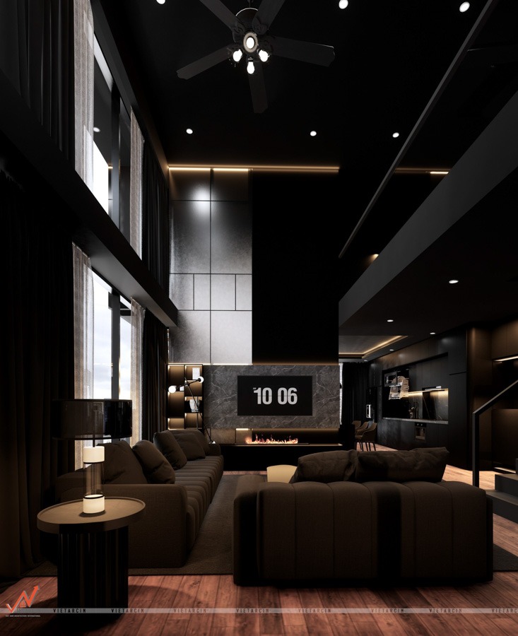 Thiết kế nội thất - căn hộ Penthouse Mr Cory - Quận 7 1 Hình ảnh thiết kế phòng khách Penthouse Quận 7