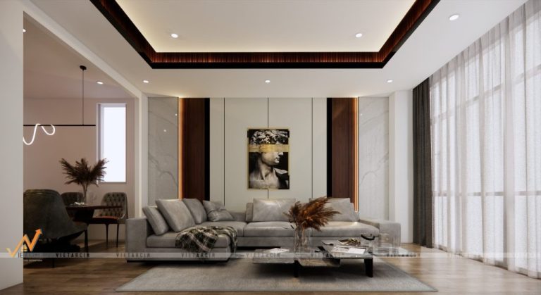 Dự án thiết kế vách sofa nhà phố chị Mẫn Quận 12