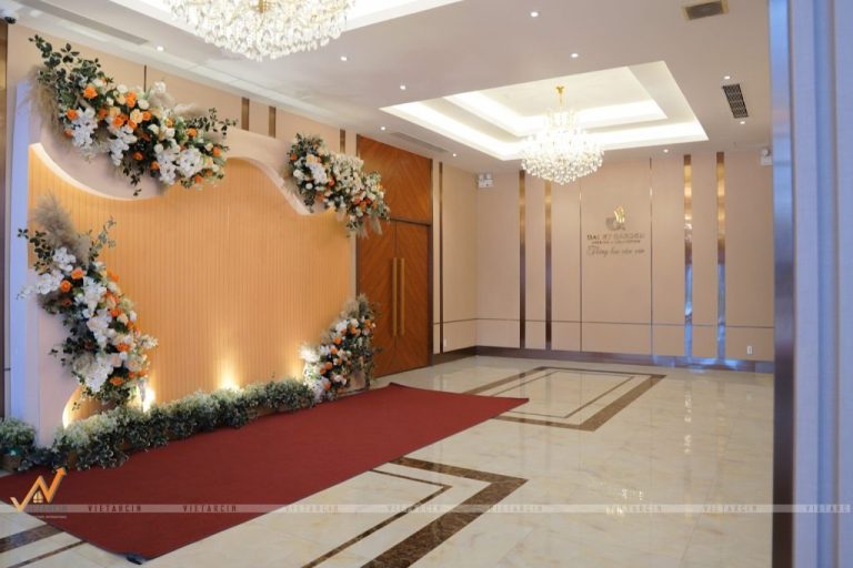Hình ảnh dự án trang trí tiền sảnh nhà hàng Đại Hỷ Bình Tân