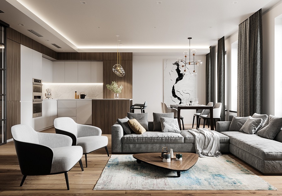 Cải tạo căn hộ chung cư 50m2 phong cách tối giản
