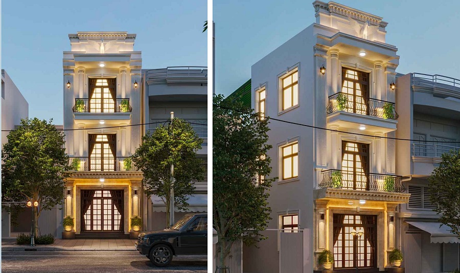 Cải tạo mặt tiền nhà ống phong cách tân cổ điển