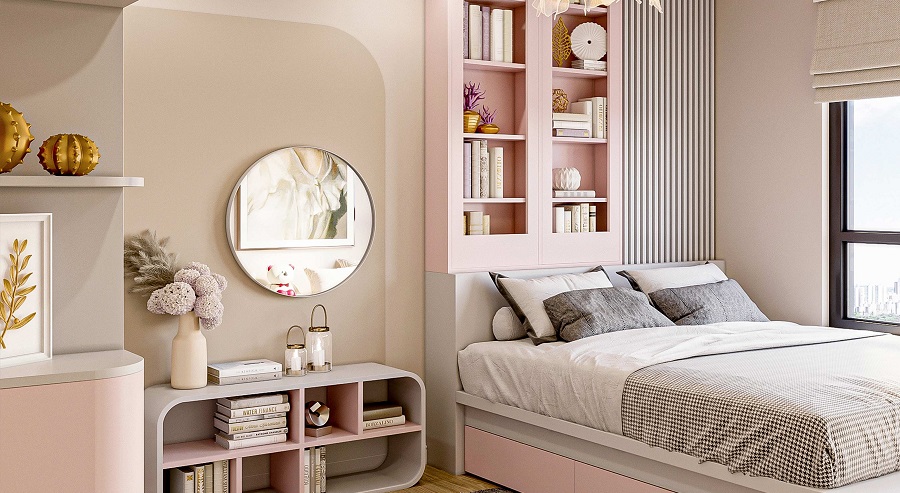 Mẫu cải tạo căn hộ chung cư 50m2 màu pastel