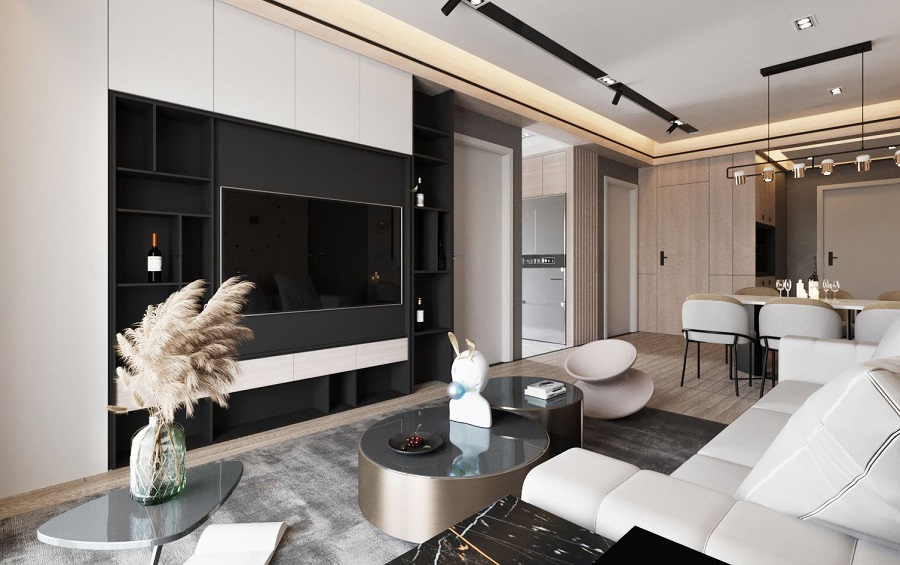Mẫu cải tạo căn hộ chung cư 50m2 phong cách hiện đại