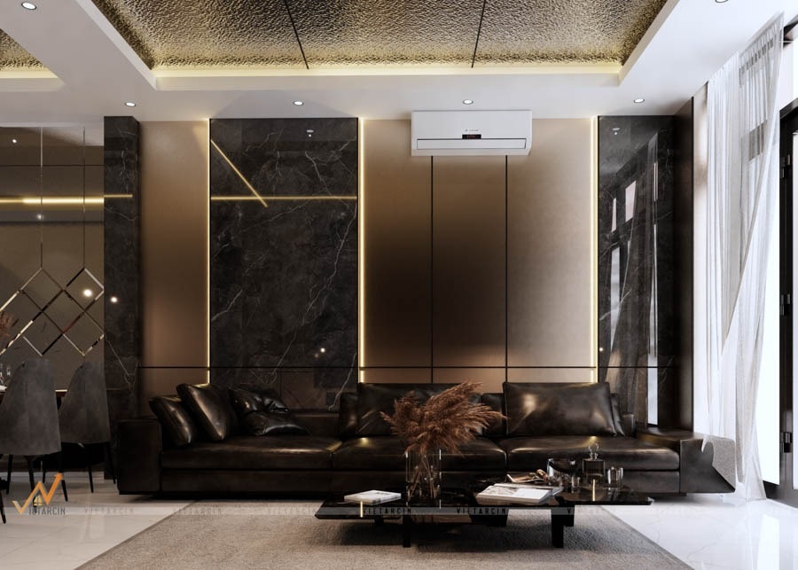 Vaidecor đơn vị thi công tấm ốp than tre Thủ Đức lý tưởng 7 Thiết kế phòng khách với tấm ốp than tre Pandora giúp cho căn phòng điểm xuyến nét đẹp tinh tế.