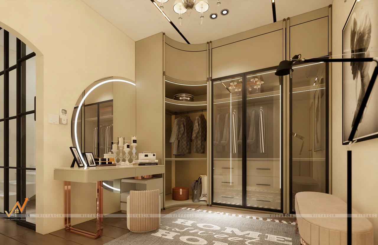 Dự án sửa chữa cải tạo nội thất nhà chị Châu - Quận 8 19 Thiết kế khu vực thay đồ tại phòng ngủ master