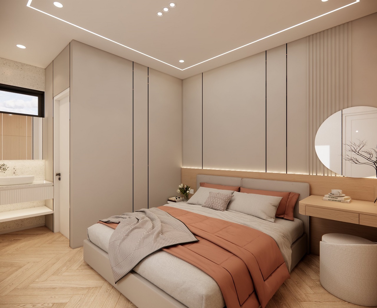 Thiết kế và thi công nội thất nhà phố anh Hòa - Bình Dương 6 Gợi ý mẫu thiết kế nội thất phòng ngủ nhà anh Hòa Bình Dương
