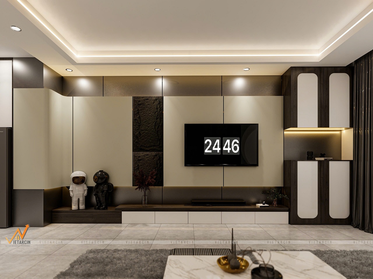 Thiết kế và thi công nội thất nhà phố chị Hỷ - Bình Dương 3 Gợi ý thiết kế phòng khách nhà phố chị Hỷ