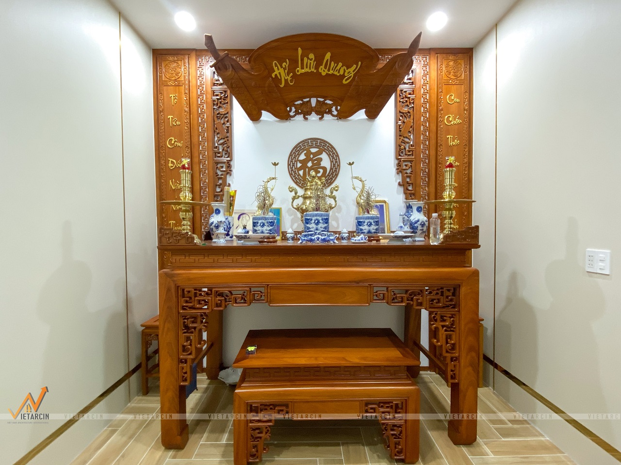 Hình ảnh thực tế phòng thờ nhà anh Hòa Bình Dương