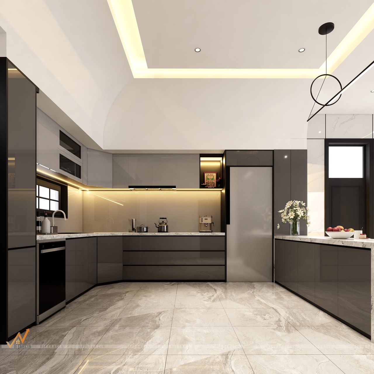 Thiết kế và thi công nội thất nhà phố anh Thành - Củ Chi 2 Mẫu thiết kế nội thất bếp nhà phố anh Thành Củ Chi