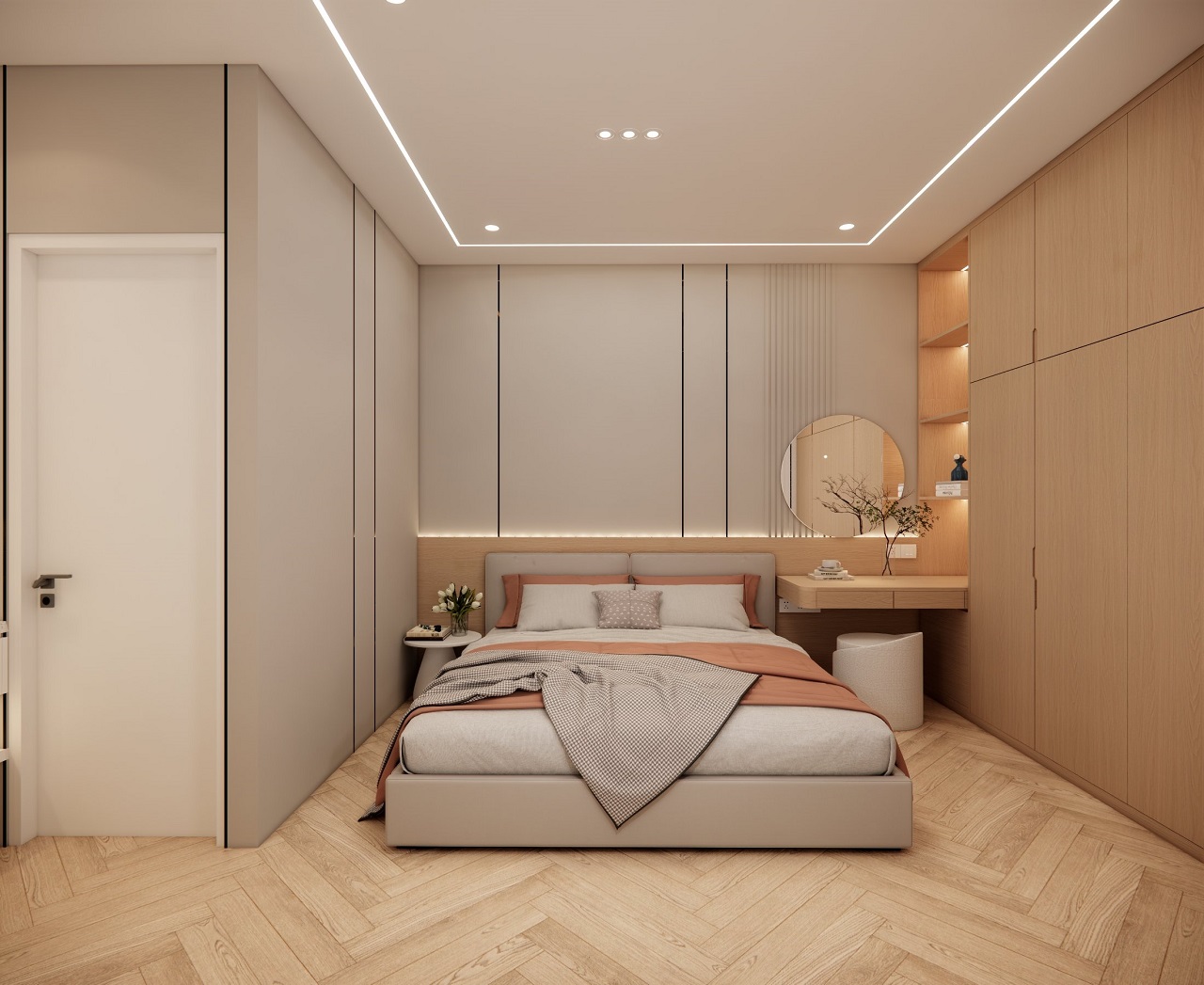 Thiết kế và thi công nội thất nhà phố anh Hòa - Bình Dương 7 Gợi ý mẫu thiết kế nội thất phòng ngủ nhà anh Hòa Bình Dương