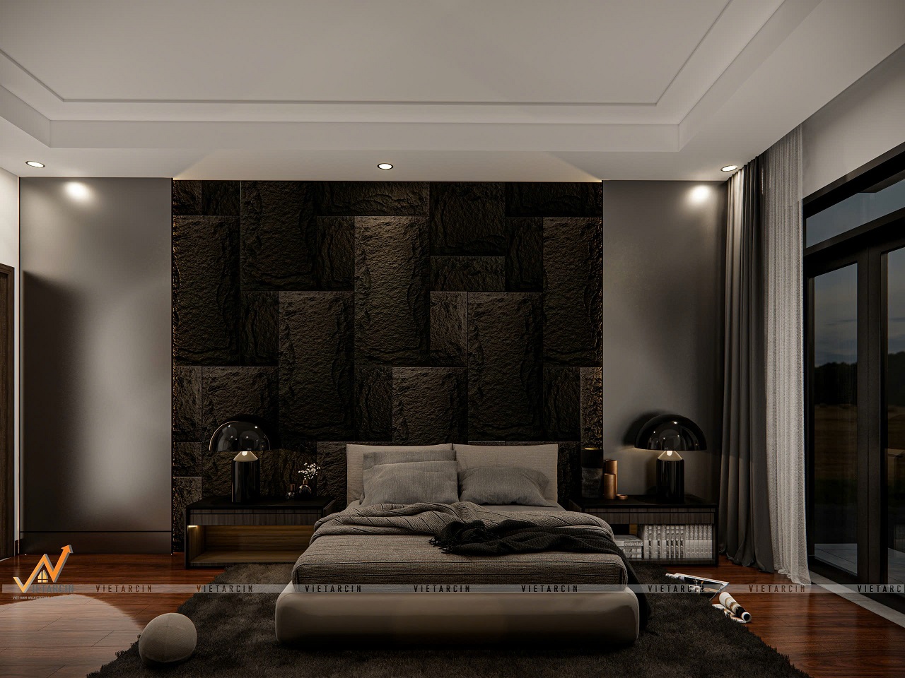 Thiết kế và thi công nội thất nhà phố chị Hỷ - Bình Dương 11 Mẫu thiết kế phòng ngủ master nhà chị Hỷ