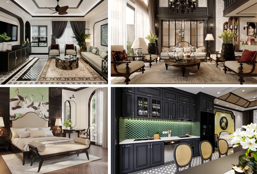 Biệt thự nổi bật với sự kết hợp phong cách phương Đông và phương Tây
