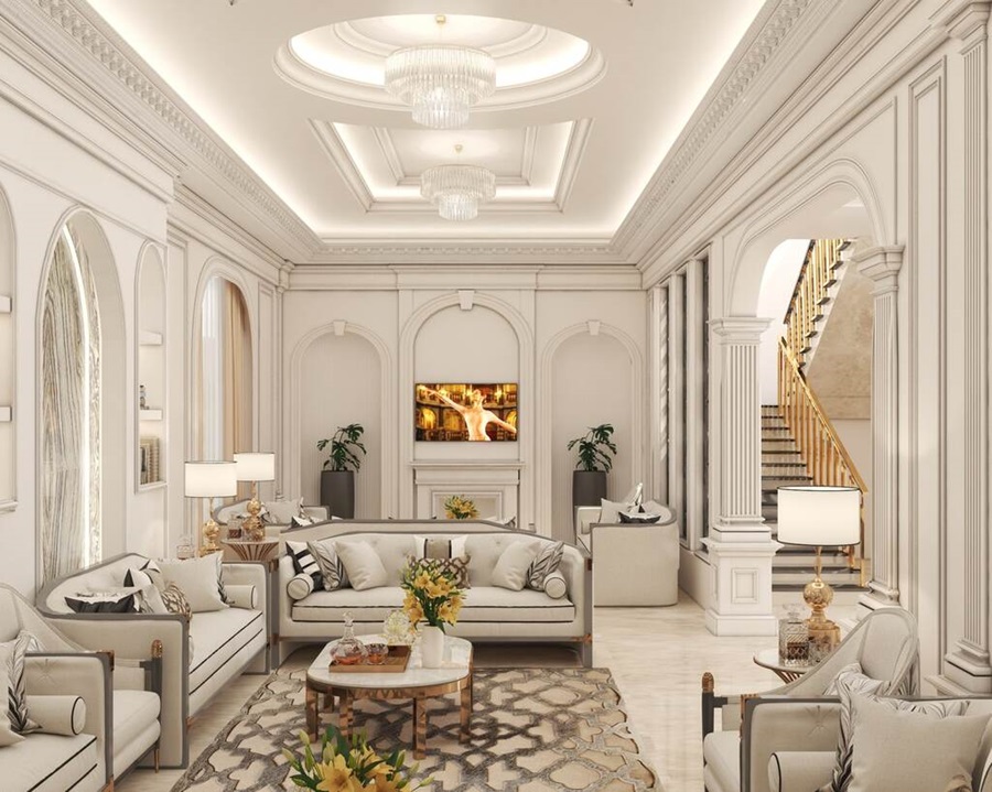 Khám phá 70 mẫu cải tạo nội thất nhà phố tân cổ điển mới nhất 6 Cải tạo phòng khách nhà phố tân cổ điển sang trọng.