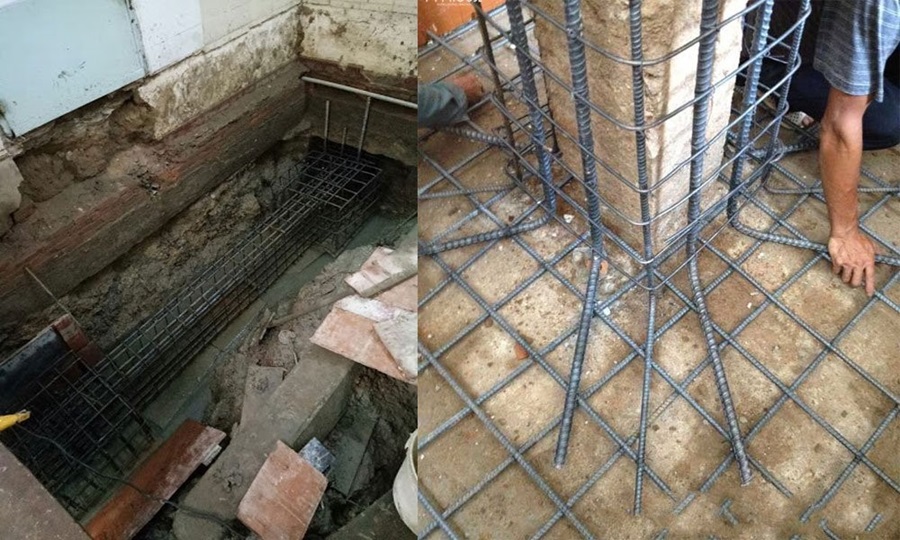 Gia cố móng và cột khi cải tạo nâng tầng nhà phố