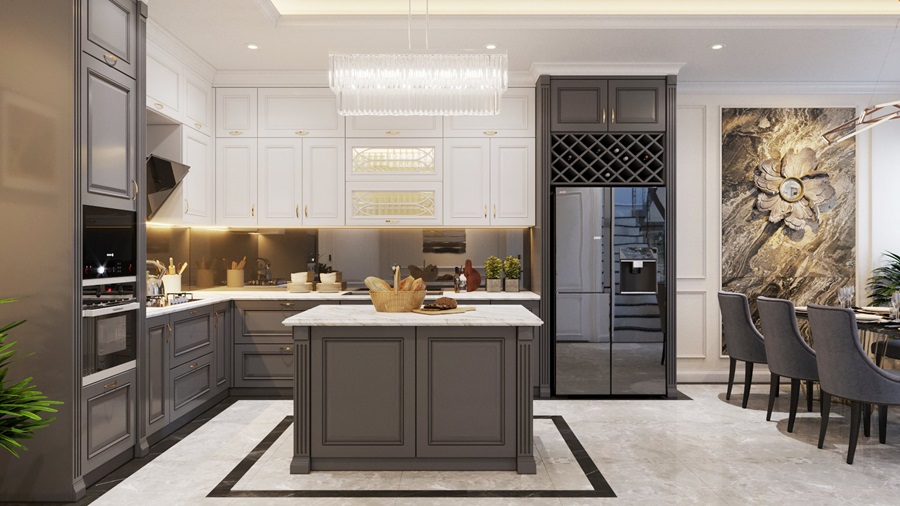 Khám phá 70 mẫu cải tạo nội thất nhà phố tân cổ điển mới nhất 9 cải tạo nội thất phòng bếp nhà phố tân cổ điển đẳng cấp