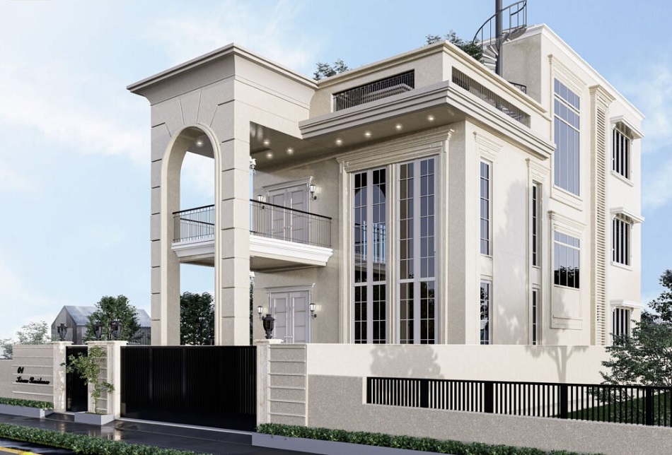 Cải tạo mặt tiền nhà phố: 30 Mẫu đẹp & lưu ý quan trọng 5 Mẫu mặt tiền nhà phố tân cổ điển