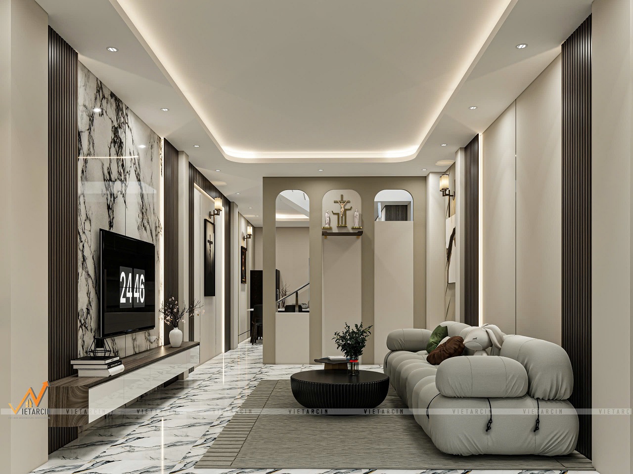 Thiết kế thi công nội thất nhà phố anh Phong Bình Tân