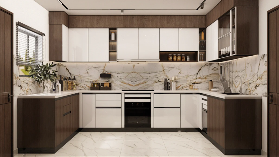 tủ bếp phủ laminate