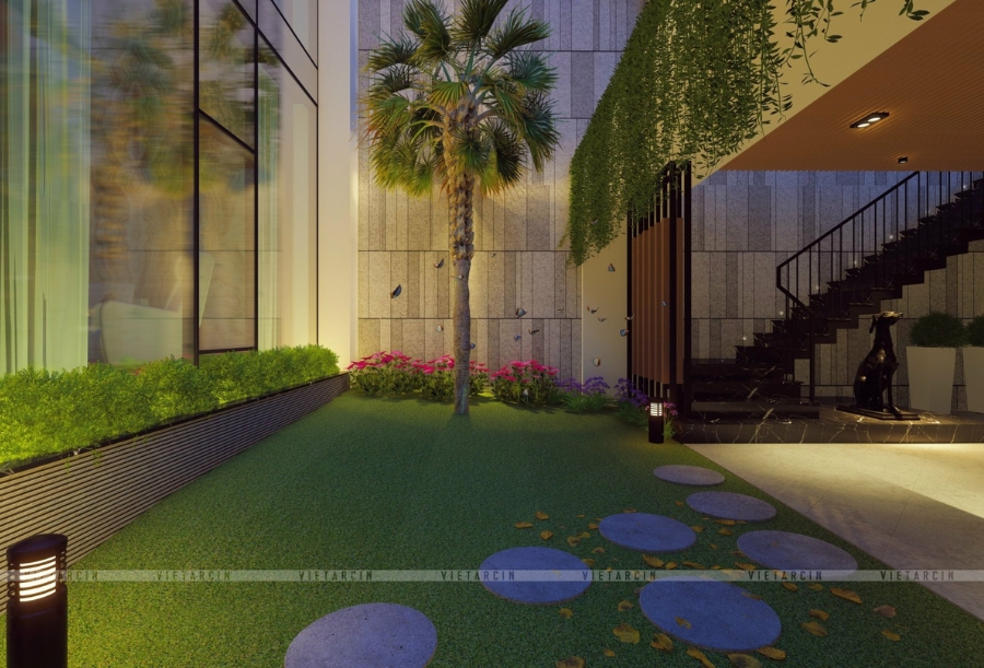 Chú trọng cải tạo không gian sân vườn của biệt thự 4 tầng