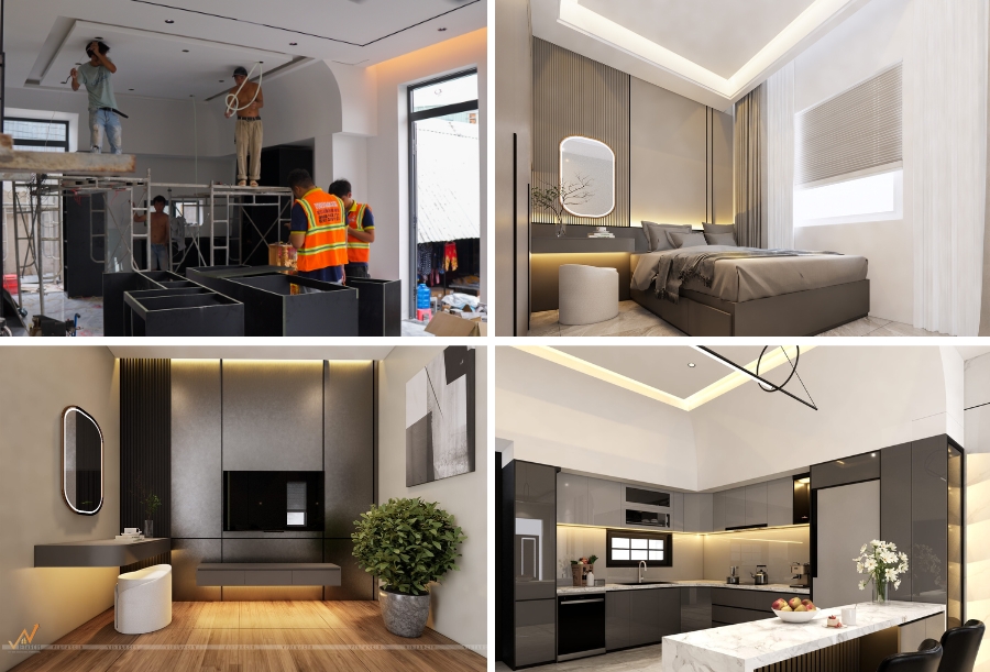 Một số hình ảnh dự án cải tạo nhà 1 tầng thành 2 tầng của anh Thành