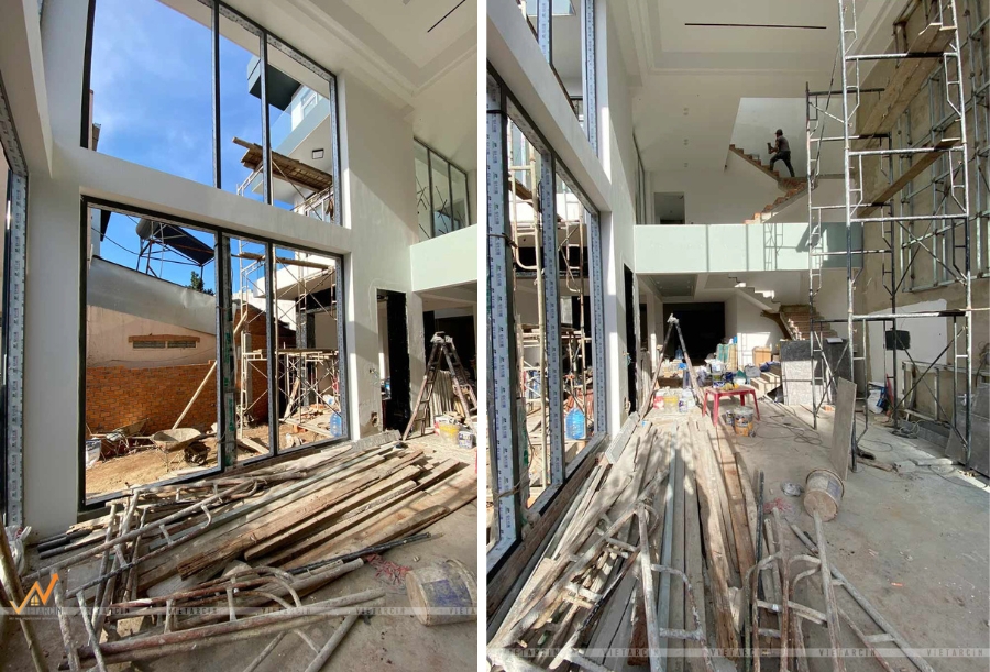 Một số hình ảnh thi công cải tạo nhà cấp 4 thành biệt thự