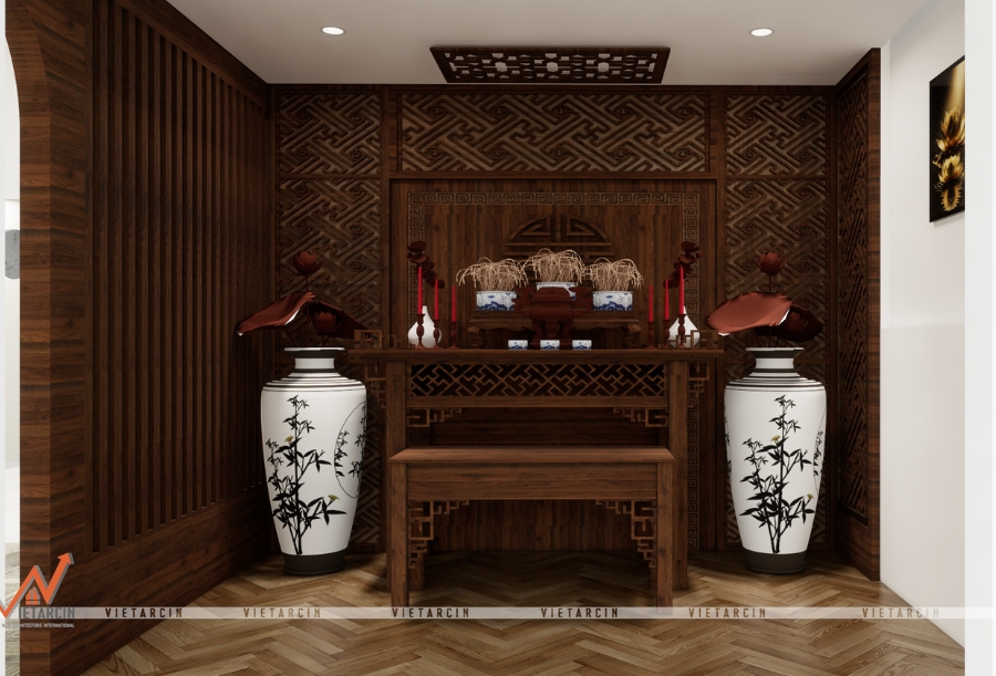 Phòng thờ sau cải tạo của nhà phố anh An - An Giang