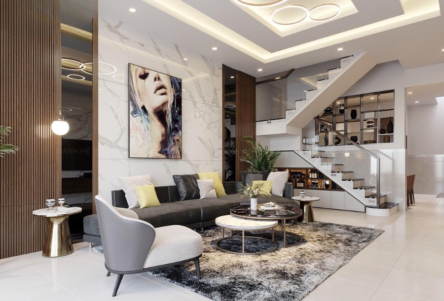 Tận dụng gầm cầu thang làm kệ tủ đựng đồ