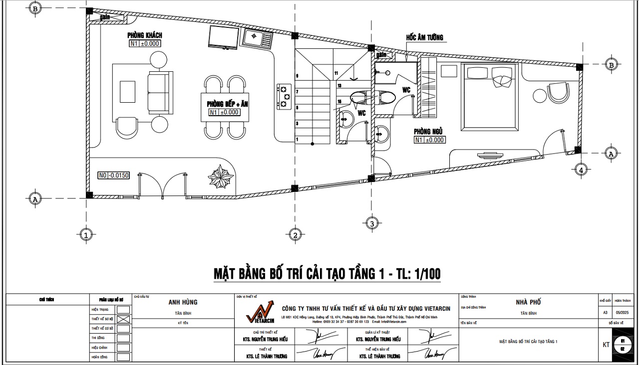 Giải pháp cho dự án cải tạo nhà phố anh Hùng - Tân Bình