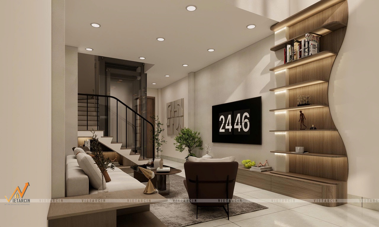 Tầng trệt - thiết kế nội thất nhà phố chú Tùng cô Lệ - 4