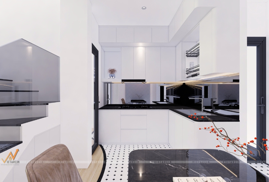 Sử dụng bếp chữ L giúp không gian bếp tiện nghi hơn